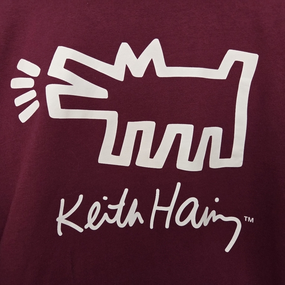 Keith Haring Sweatshirt Iconic Barking Dog Print Women's Medium Red And White - Picture 4 of 7